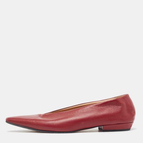 Burgundy Leather Almond Toe Ballet Flats Size 35 - Bottega Veneta - Modalova