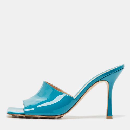 Turquoise Patent Leather Stretch Square Toe Slide Sandals Size 41 - Bottega Veneta - Modalova