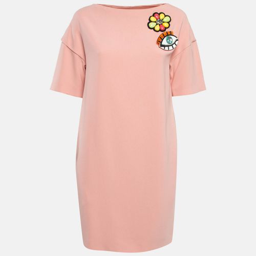 Brooch Applique Crepe Shift Dress S - Boutique Moschino - Modalova