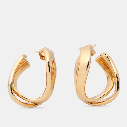 Gold Tone Twisted Hoop Earrings - Balenciaga - Modalova