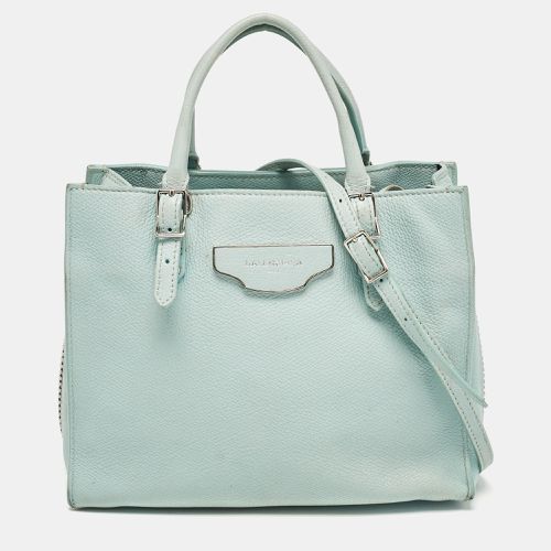 Light Turquoise Leather Mini Papier A4 Tote - Balenciaga - Modalova