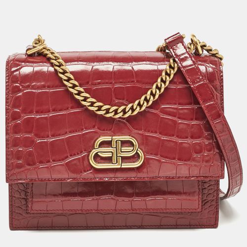 Croc Embossed Leather Sharp Shoulder Bag - Balenciaga - Modalova