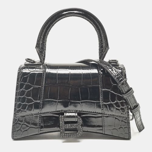 Croc Embossed Leather XS Embellished Hourglass Top Handle Bag - Balenciaga - Modalova