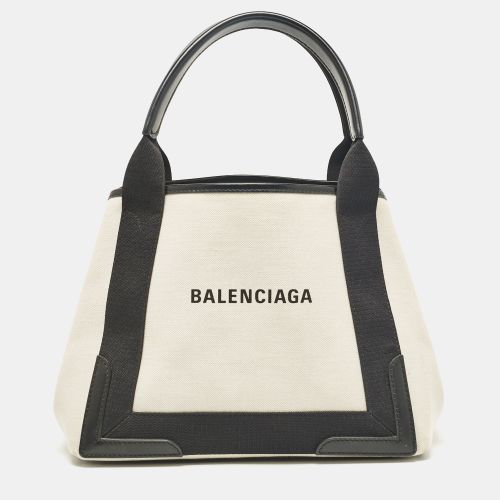 Off White Canvas and Leather Small Cabas Tote - Balenciaga - Modalova