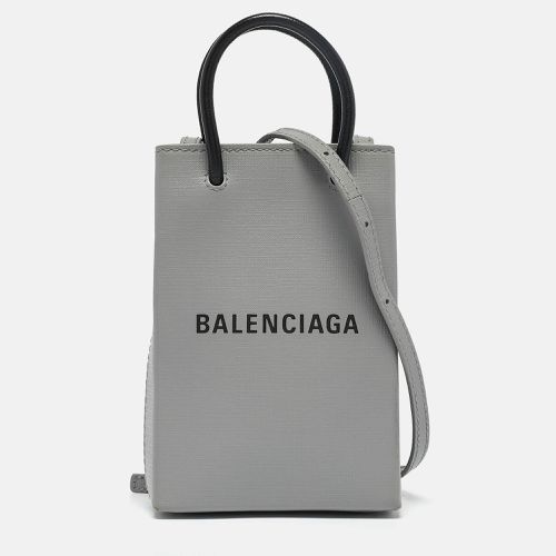 Black Leather Shopping Phone Holder Crossbody Bag - Balenciaga - Modalova