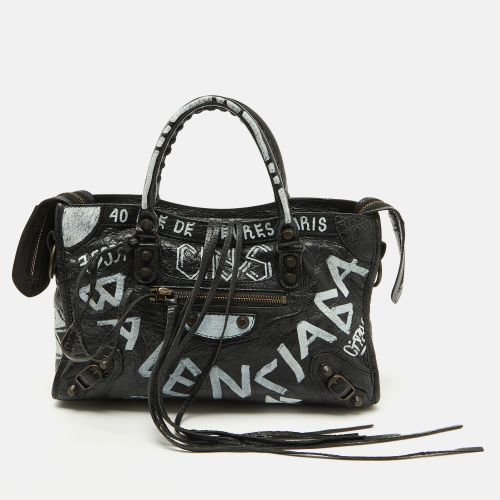 Leather Graffiti Print Classic Small City RH Tote - Balenciaga - Modalova