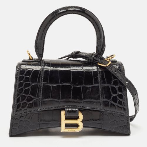 Croc Embossed Leather XS Hourglass Top Handle Bag - Balenciaga - Modalova