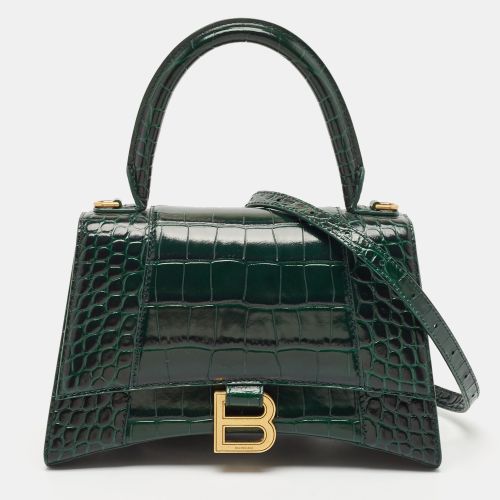 Croc Embossed Leather Small Hourglass Top Handle Bag - Balenciaga - Modalova