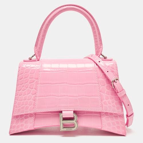 Croc Embossed Leather Small Hourglass Top Handle Bag - Balenciaga - Modalova