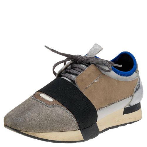 Leather And Suede Race Runner Low Top Sneakers Size 39 - Balenciaga - Modalova