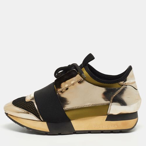 Tricolor Foil Leather and Mesh Race Runner Low Top Sneakers Size 35 - Balenciaga - Modalova