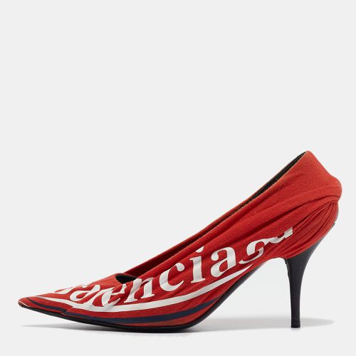 Pleated Fabric Logo Print Knife Pumps Size 38 - Balenciaga - Modalova