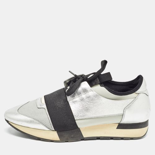 Grey Leather and Knit Fabric Race Runner Sneakers Size 40 - Balenciaga - Modalova