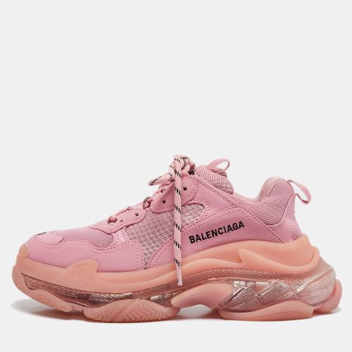 Mesh and Nubuck Leather Triple S Clear Sole Lace Up Sneakers Size 39 - Balenciaga - Modalova