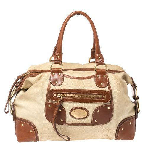 Brown Canvas and Leather Zip Pocket Satchel - Bally - Modalova