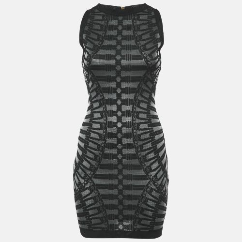 Patterned Knit Sleeveless Mini Bodycon Dress S - Balmain - Modalova