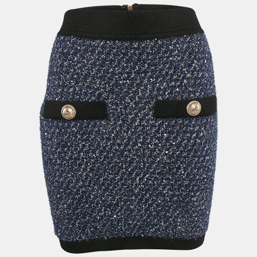 Metallic Tweed Sequin Embellished Mini Skirt M - Balmain - Modalova