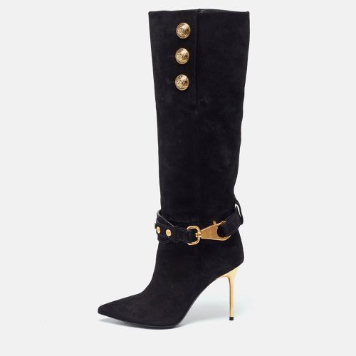 Suede Robin Embellished Knee Length Boots Size 36 - Balmain - Modalova