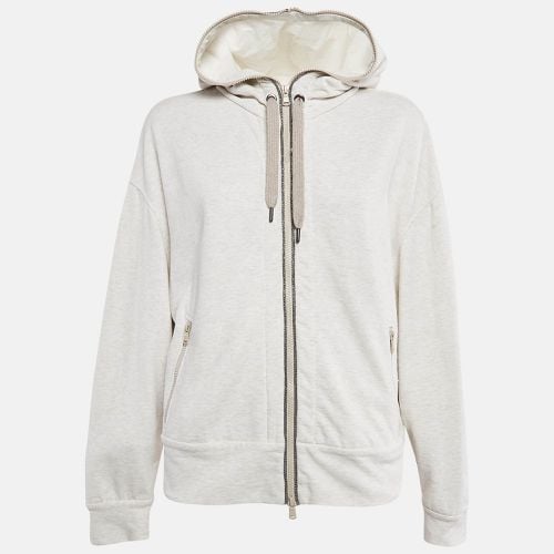 Monili-Embellished Cotton Knit Hooded Sweatshirt M - Brunello Cucinelli - Modalova