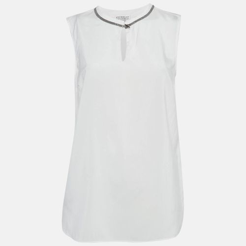 Monili Neck Detail Silk Sleeveless Top M - Brunello Cucinelli - Modalova