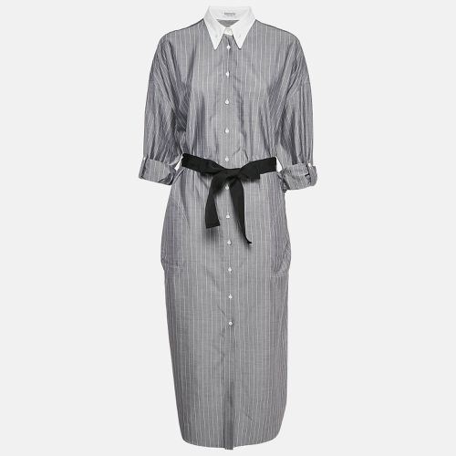 Stripe Cotton Button Front Midi Dress L - Brunello Cucinelli - Modalova