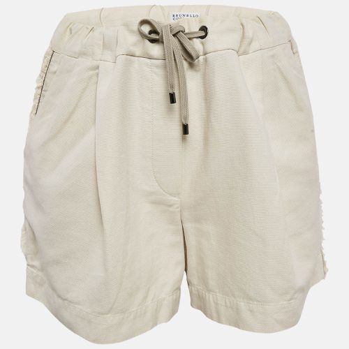 Cotton Frayed and Monili Bead Side Detail Shorts M - Brunello Cucinelli - Modalova