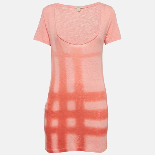 Coral Check Sprayed Cotton Scoop Neck T-Shirt XS - Burberry Brit - Modalova