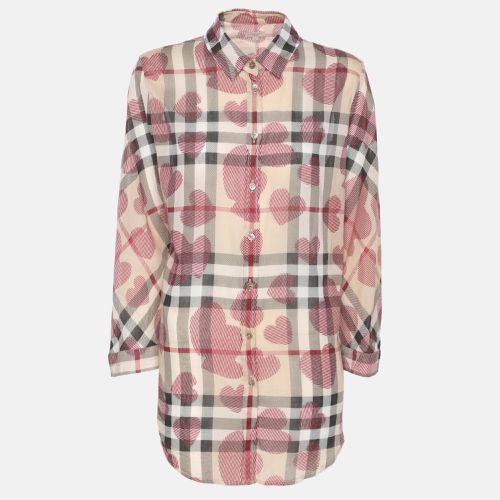 Heart Print Nova Check Cotton Plaid Button Shirt XL - Burberry Brit - Modalova