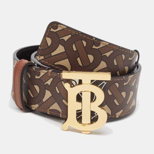 Monogram Coated Canvas and Leather TB Buckle Belt S - Burberry - Modalova