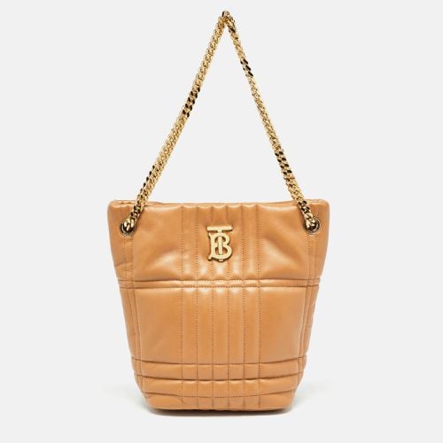 Marple Embossed Check Leather Small Lola Bucket Bag - Burberry - Modalova