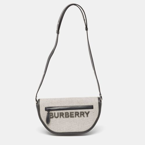 White Canvas and Leather Small Olympia Shoulder Bag - Burberry - Modalova