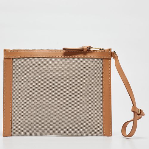 Tan Canvas and Leather Wristlet Pouch - Burberry - Modalova