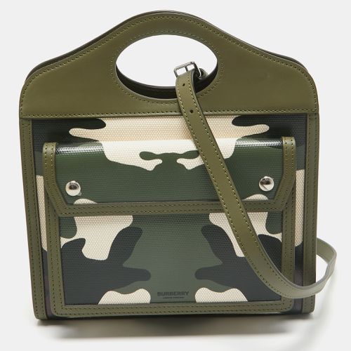 Camo Print Coated Canvas and Leather Mini Pocket Bag - Burberry - Modalova