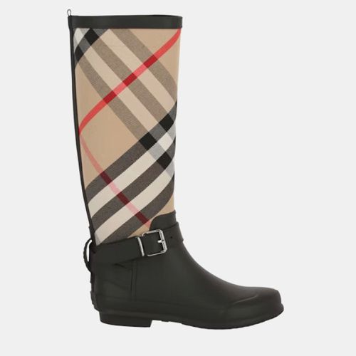 Archive Beige House Check Rain Boots 39 - Burberry - Modalova