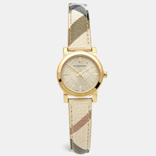 Champagne Yellow Plated Stainless Steel Leather The City BU9219 Women's Wristwatch 26 mm - Burberry - Modalova