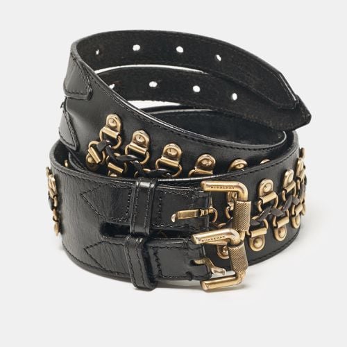 Leather Studded Double Buckle Wide Belt 90CM - Burberry - Modalova