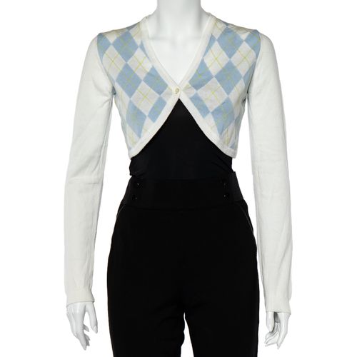 Argyle Cotton Knit Cropped Cardigan S - Burberry - Modalova