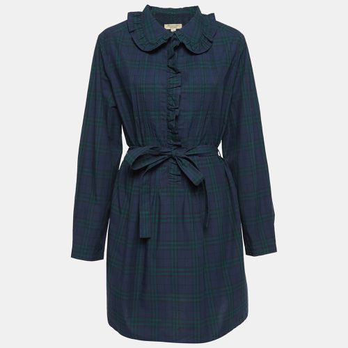 Plaid Cotton Ruffled Mini Dress L - Burberry - Modalova