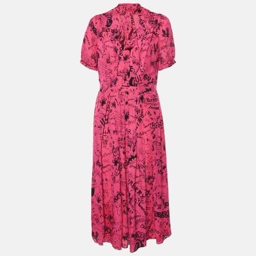 Antonina Doodle Print Silk Pleated Midi Dress M - Burberry - Modalova