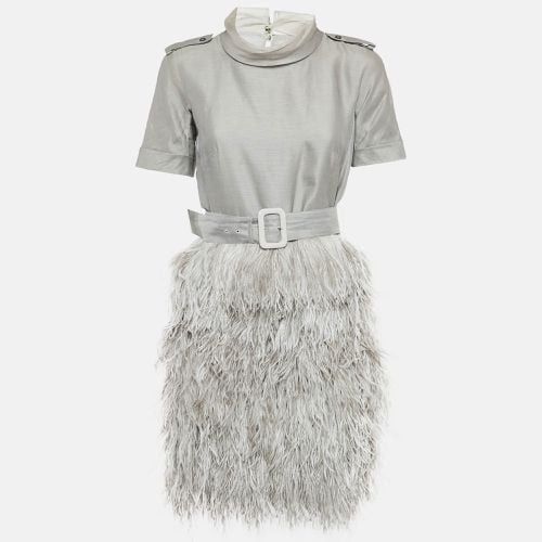 Cotton Blend Ostrich Feather Fringed Short Dress S - Burberry - Modalova