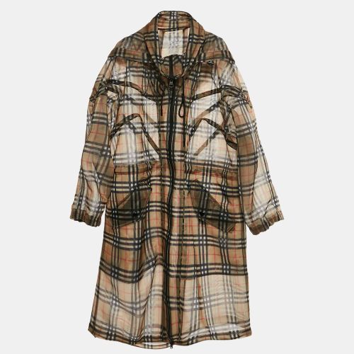 Tartan Check Tulle Zip-Up Parka Coat M - Burberry - Modalova