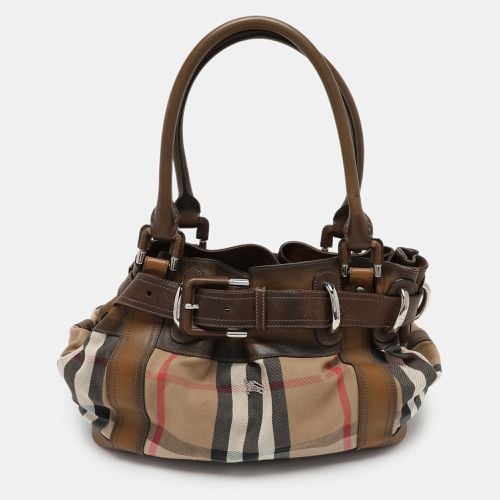 House Check Canvas and Leather Beaton Tote - Burberry - Modalova