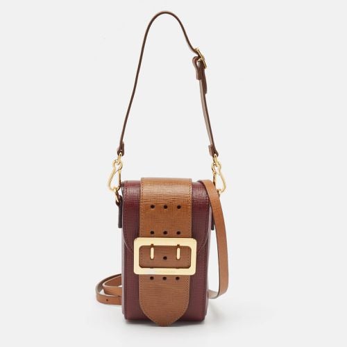 Brown Leather Buckle Vertical Crossbody Bag - Burberry - Modalova