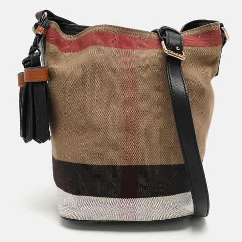 Black House Check Canvas and Leather Ashby Bucket Bag - Burberry - Modalova