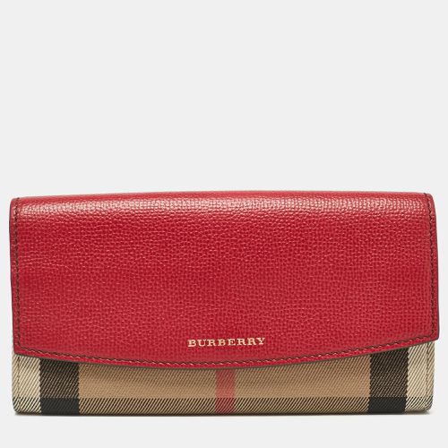 Red House Check Fabric and Leather Flap Continental Wallet - Burberry - Modalova