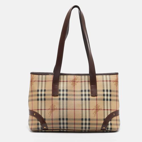 Dark Brown/ Haymarket Check Coated Canvas Tote - Burberry - Modalova