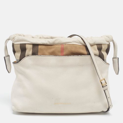 Beige Leather and House Check Canvas Little Crush Crossbody Bag - Burberry - Modalova