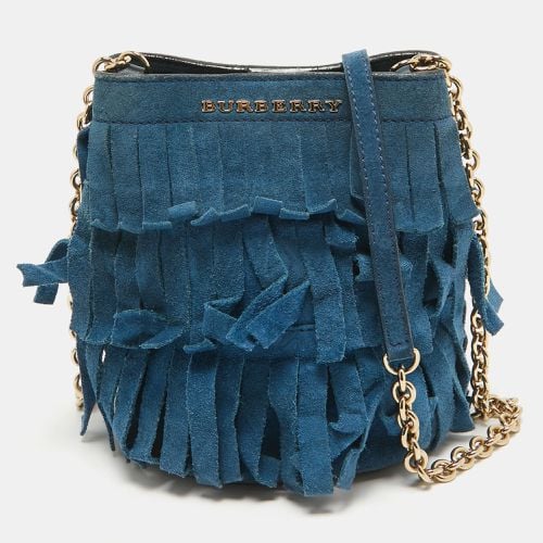 Suede Mini Fringe Bucket Bag - Burberry - Modalova