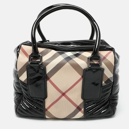 Black Nova Check PVC and Patent Leather Satchel - Burberry - Modalova