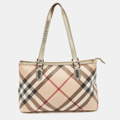 Beige Supernova Check PVC and Patent Leather Nickie Tote - Burberry - Modalova